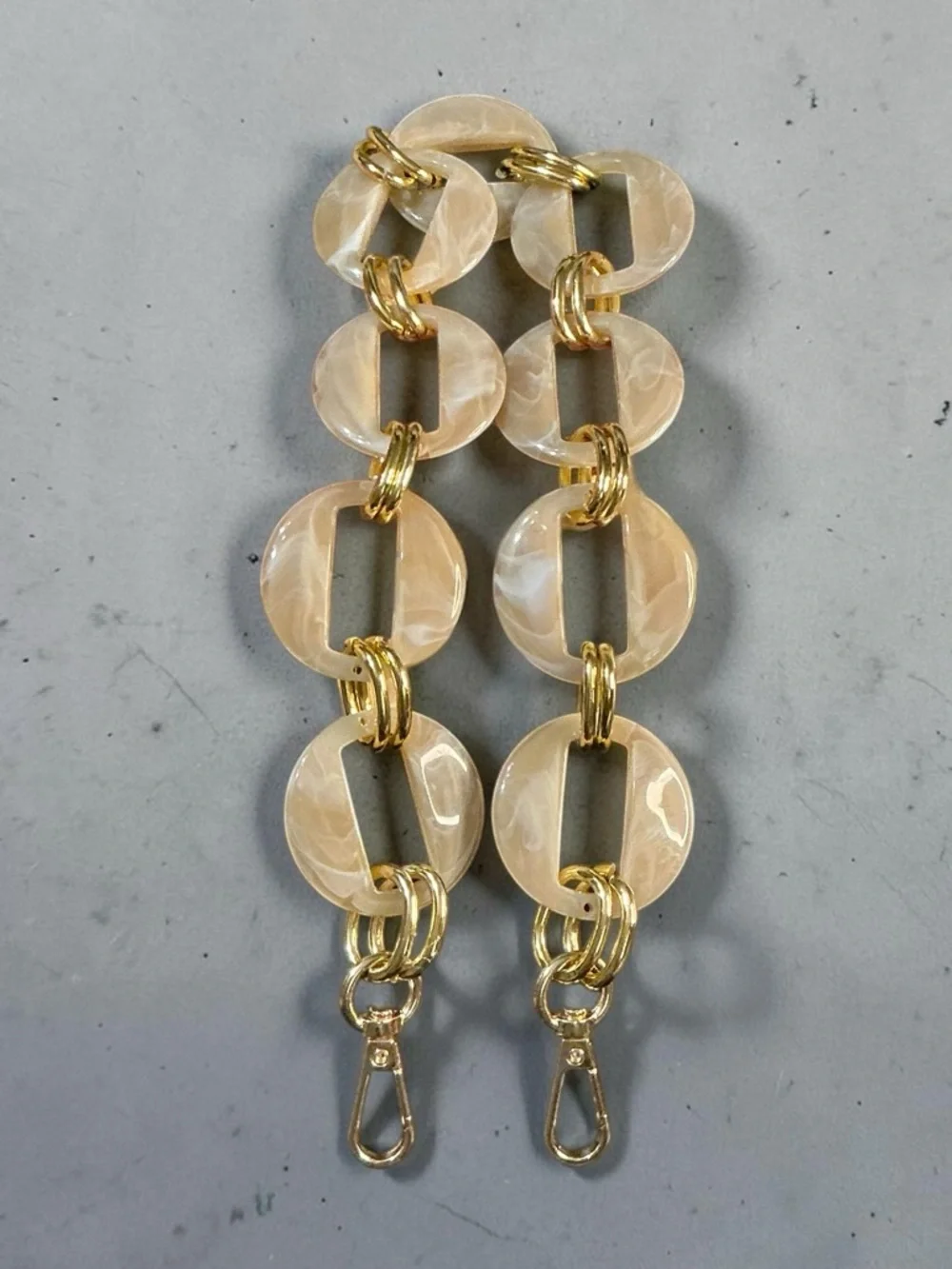Chunky Resin Chain Strap Apricot Marble Gold Bag Chain Purse Strap NEW